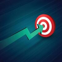 arrow moving towards target business concept background vector