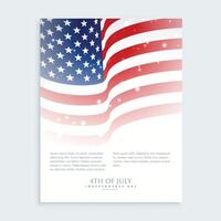 flyer of 4th of july with smerican flag vector