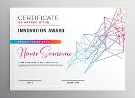 creativo vistoso certificado modelo diseño vector