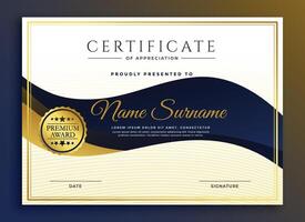 premium business certificate of appreciate template vector