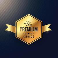 the premium choice golden label with ribbon vector