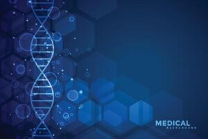 blue dna blue medical and healthcare background design vector