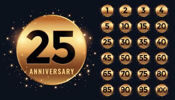beautiful golden anniversary labels banner big collection vector
