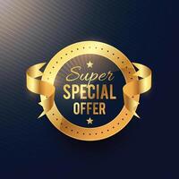 special offer golden label with ribbon vector