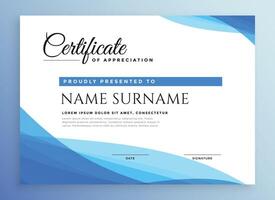 professional blue business certificate design vector