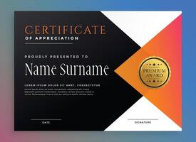 modern certificate template with golden badge vector