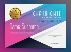 stylish vibrant certificate of appreciation template vector