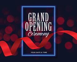 grand opening template with ribbon and bokeh lights vector