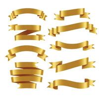 3d realistic golden ribbons set vector