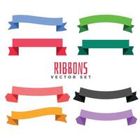 set of different color flat ribbons vector