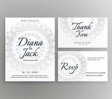 stylish mandala wedding decoration card suite template vector