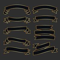 premium black and gold ribbon set vector