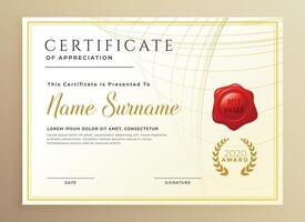 elegant diploma or certificate award template in golden style vector