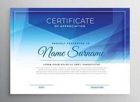 abstract blue award certificate design template vector