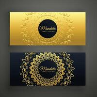 premium mandala golden banners design vector