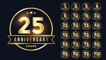 premium golden anniversary emblem set in line style vector