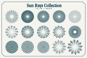 big set of sun beams and rays in many styles vector