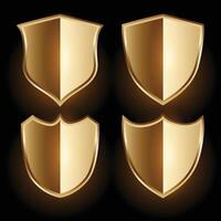 realistic golden shield badges and labels set vector