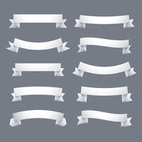 collection of white ribbons banner vector