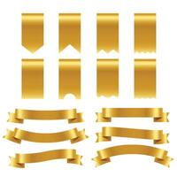 gold ribbons and labels pack vector