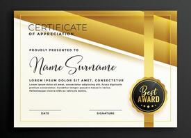 premium golden certificate diploma template vector