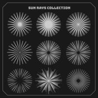 sun rays beams styles set of nine vector