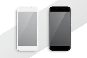 black and white smartphone mockup design vector