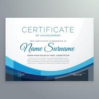 elegant blue wavy certificate of achievement design vector