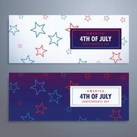 4th of july banners set in white and blue colors vector