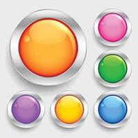 bright glossy shiny circles round buttons set vector