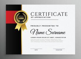 achievement certificate with badge design vector