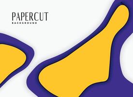 abstract papercut background in purple and yellow colors vector