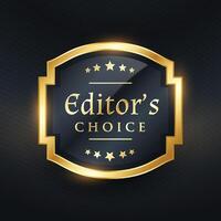 editor's choice golden label design vector