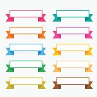 colorful flat ribbons set with text space vector