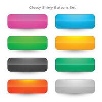 shiny web buttons in eight colors set vector