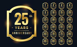 big set of premium anniversary logotype in golden color vector