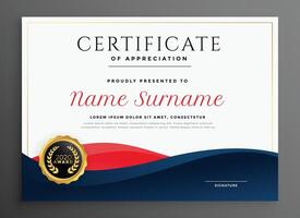 elegant blue and red diploma certificate template design vector