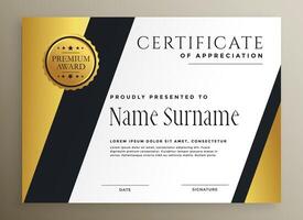 golden geometric multipurpose premium certificate template design vector