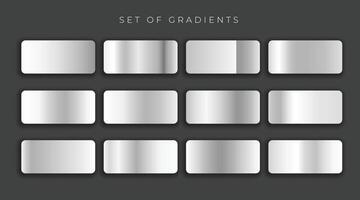 gilver metallic gray gradients set illustration vector