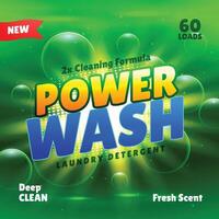washing and cleaning laundry detergent product packaging template vector