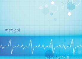 mecial background with electrocardiogram heart beat vector