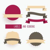 empty ribbons and labels design elements set vector