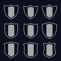 set of gray shield symbols and signs vector