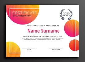 modern colorful certificate template design vector