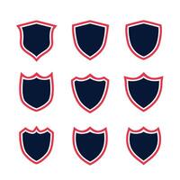 set of shield icons with red contour vector