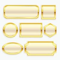 lustroso dorado Clásico marco o etiquetas colección vector