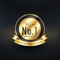 No. 1 market leader golden label and badge design vector