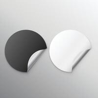 black and white blank stickers with curl vector