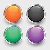set of shiny round glossy buttons vector