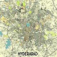 Hyderabad, India map poster art vector